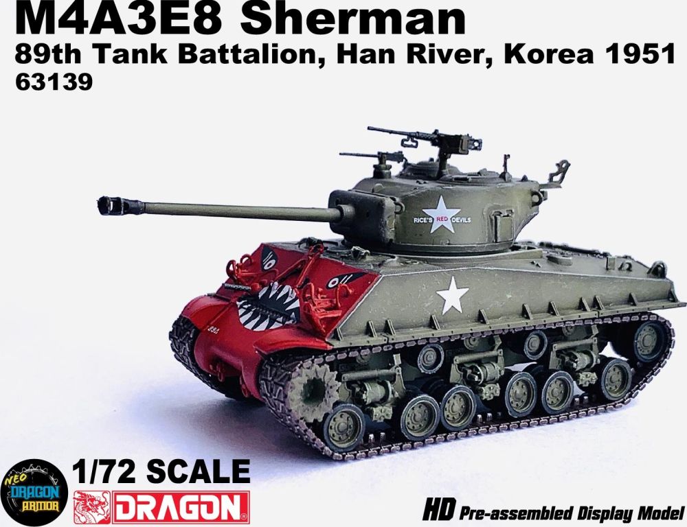 M4a3e8 Sherman Tiger Face 89th Tank Battalion Han River Korea 1951